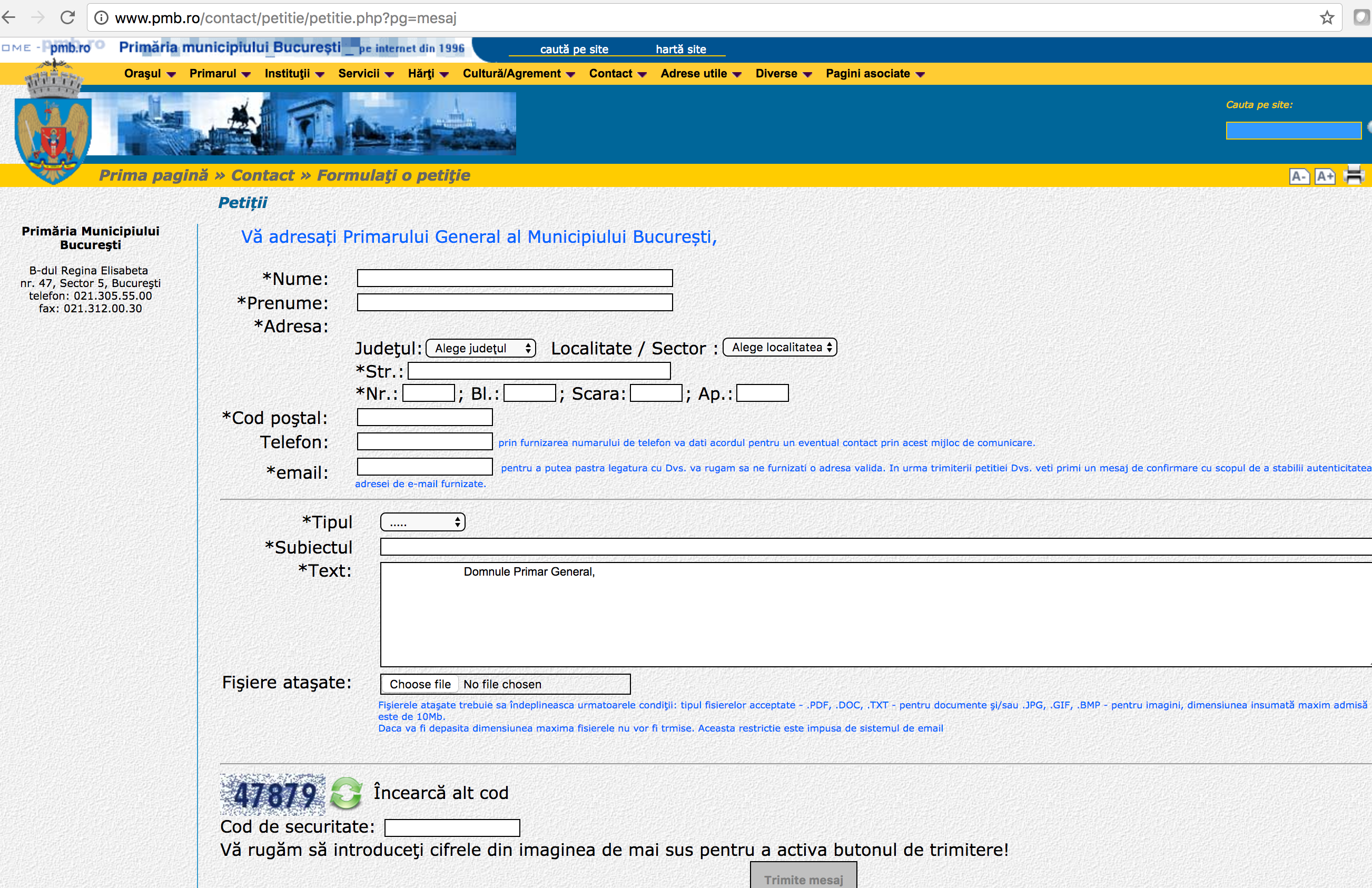 Mesaj propus pentru PMB